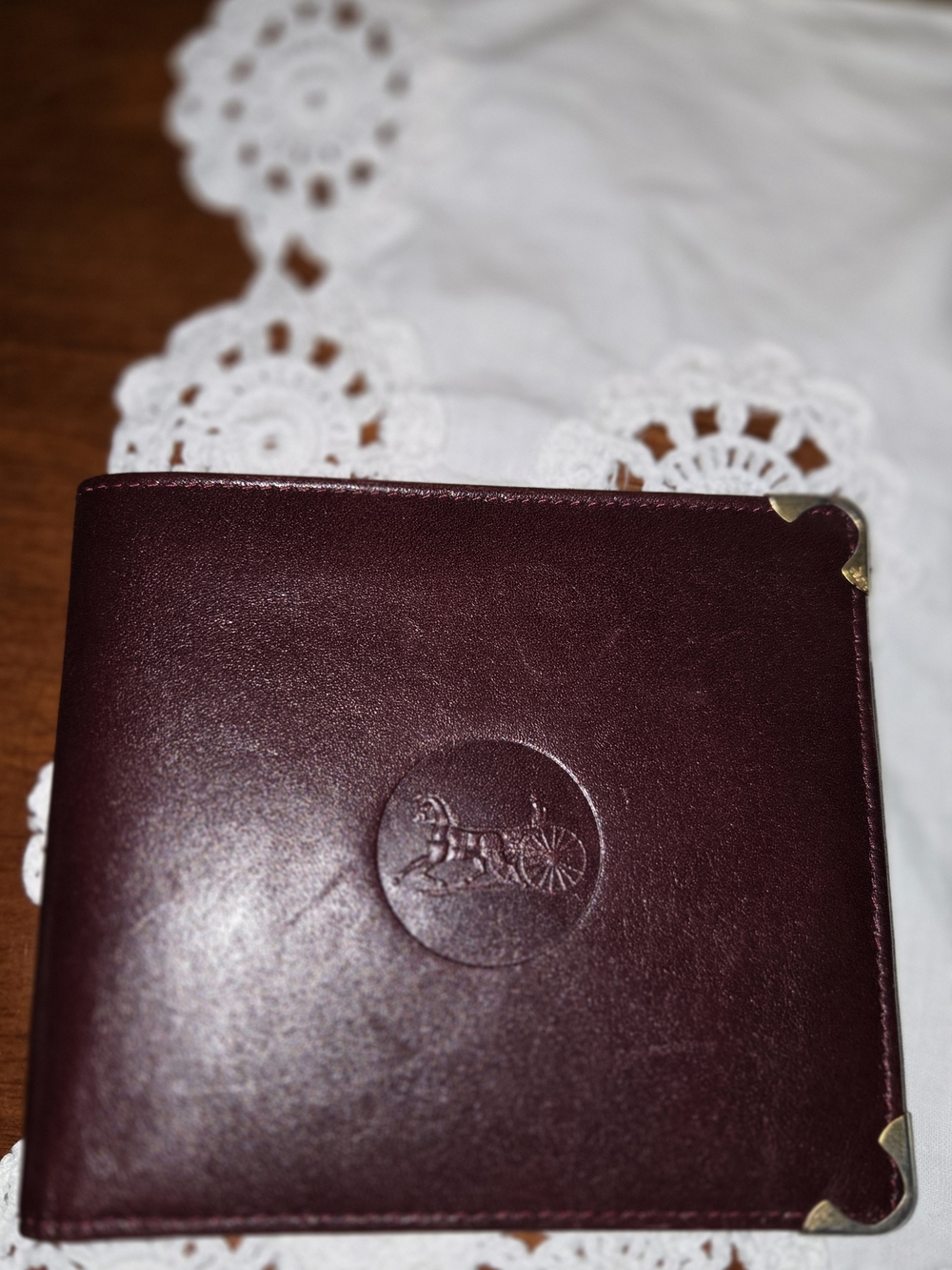 CELINE Burgundy Leather Bi-Fold Card Wallet - Picture 3 of 6